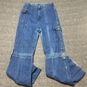Vintage‎ 70s Mushroom Jeans Womens 15/16 Wide Leg Flared Cargo Y2K Rave 29x34